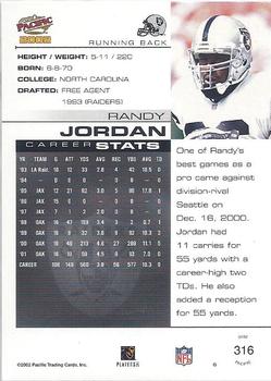 2002 Pacific #316 Randy Jordan Back