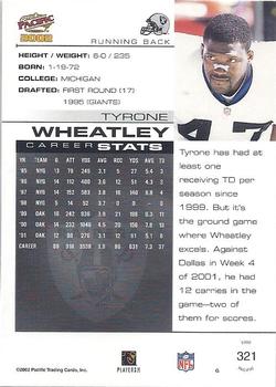 2002 Pacific #321 Tyrone Wheatley Back