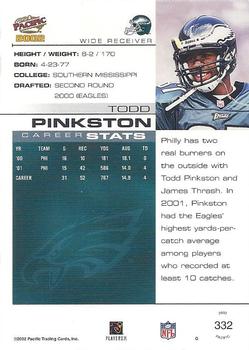 2002 Pacific #332 Todd Pinkston Back