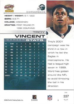 2002 Pacific #337 Troy Vincent Back