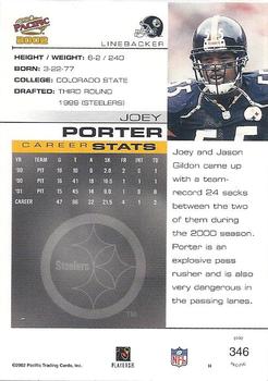 2002 Pacific #346 Joey Porter Back