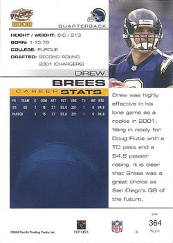 2002 Pacific #364 Drew Brees Back