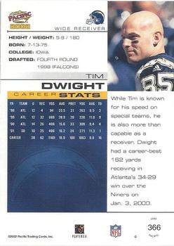 2002 Pacific #366 Tim Dwight Back