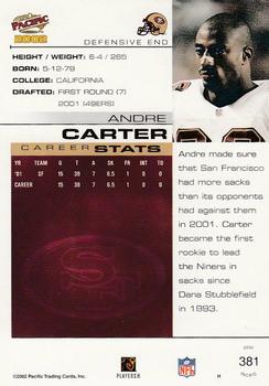 2002 Pacific #381 Andre Carter Back