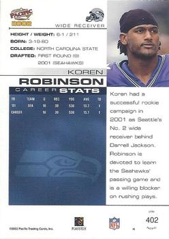 2002 Pacific #402 Koren Robinson Back