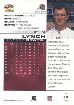 2002 Pacific #416 John Lynch Back