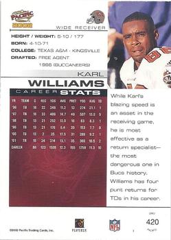 2002 Pacific #420 Karl Williams Back