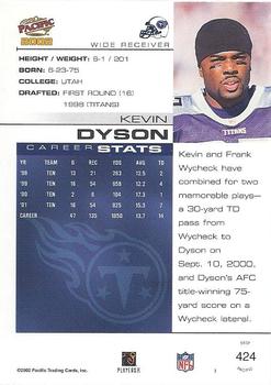 2002 Pacific #424 Kevin Dyson Back
