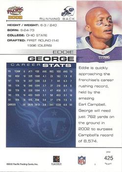 2002 Pacific #425 Eddie George Back