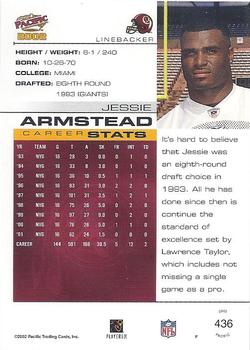 2002 Pacific #436 Jessie Armstead Back