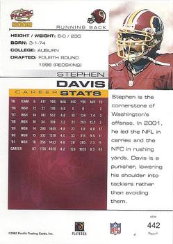 2002 Pacific #442 Stephen Davis Back