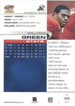 2002 Pacific #455 William Green Back