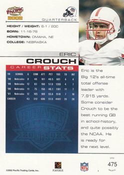 2002 Pacific #475 Eric Crouch Back