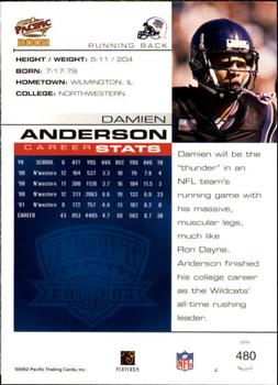 2002 Pacific #480 Damien Anderson Back