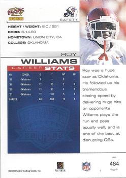 2002 Pacific #484 Roy Williams Back