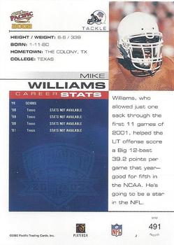 2002 Pacific #491 Mike Williams Back