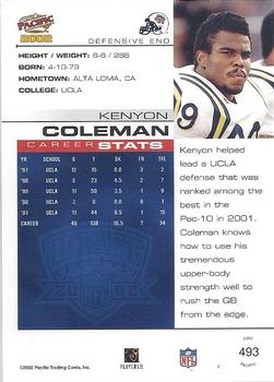 2002 Pacific #493 Kenyon Coleman Back
