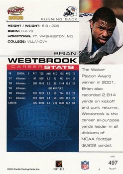 2002 Pacific #497 Brian Westbrook Back