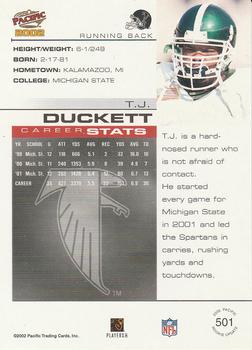 2002 Pacific #501 T.J. Duckett Back