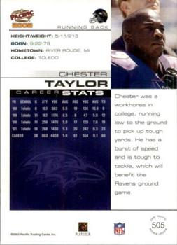 2002 Pacific #505 Chester Taylor Back