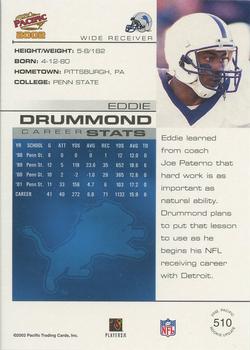 2002 Pacific #510 Eddie Drummond Back