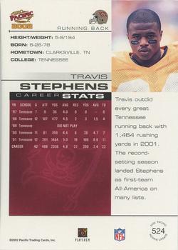 2002 Pacific #524 Travis Stephens Back
