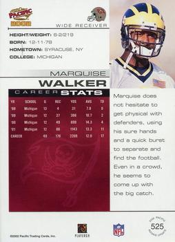 2002 Pacific #525 Marquise Walker Back
