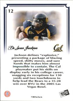 2008 Press Pass Legends Bowl Edition #12 DeSean Jackson Back