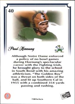 2008 Press Pass Legends Bowl Edition #40 Paul Hornung Back