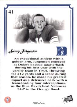 2008 Press Pass Legends Bowl Edition #41 Sonny Jurgensen Back