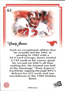 2008 Press Pass Legends Bowl Edition #61 Craig James Back