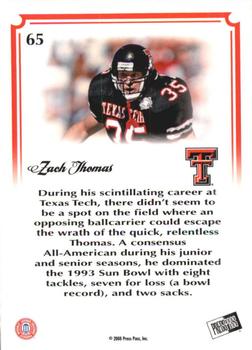 2008 Press Pass Legends Bowl Edition #65 Zach Thomas Back