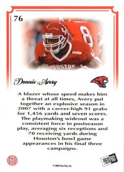 2008 Press Pass Legends Bowl Edition #76 Donnie Avery Back