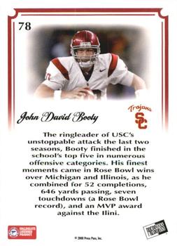 2008 Press Pass Legends Bowl Edition #78 John David Booty Back