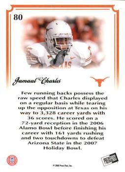 2008 Press Pass Legends Bowl Edition #80 Jamaal Charles Back