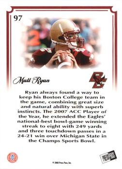 2008 Press Pass Legends Bowl Edition #97 Matt Ryan Back