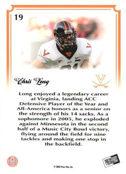 2008 Press Pass Legends Bowl Edition - 10 Yard Line Holofoil #19 Chris Long Back