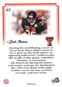 2008 Press Pass Legends Bowl Edition - 10 Yard Line Holofoil #65 Zach Thomas Back