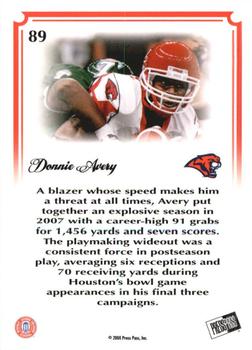 2008 Press Pass Legends Bowl Edition - 10 Yard Line Holofoil #89 Donnie Avery Back