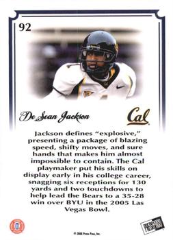 2008 Press Pass Legends Bowl Edition - 10 Yard Line Holofoil #92 DeSean Jackson Back