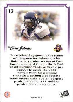 2008 Press Pass Legends Bowl Edition - 15 Yard Line Blue #13 Chris Johnson Back