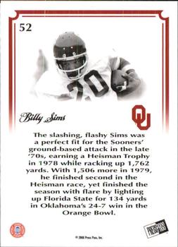 2008 Press Pass Legends Bowl Edition - 15 Yard Line Blue #52 Billy Sims Back