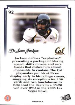 2008 Press Pass Legends Bowl Edition - 15 Yard Line Blue #92 DeSean Jackson Back