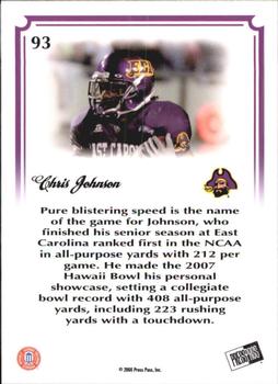 2008 Press Pass Legends Bowl Edition - 15 Yard Line Blue #93 Chris Johnson Back