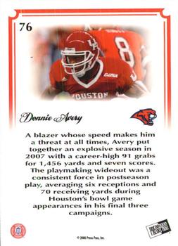2008 Press Pass Legends Bowl Edition - 20 Yard Line Red #76 Donnie Avery Back