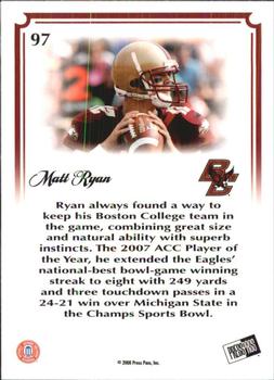 2008 Press Pass Legends Bowl Edition - 20 Yard Line Red #97 Matt Ryan Back