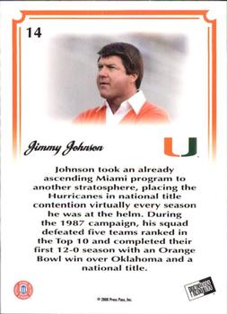 2008 Press Pass Legends Bowl Edition - 5 Yard Line Gold #14 Jimmy Johnson Back