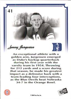 2008 Press Pass Legends Bowl Edition - 5 Yard Line Gold #41 Sonny Jurgensen Back