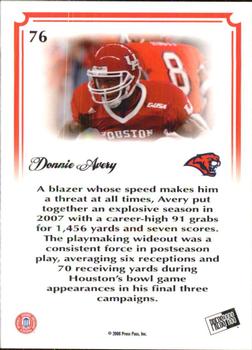 2008 Press Pass Legends Bowl Edition - 5 Yard Line Gold #76 Donnie Avery Back