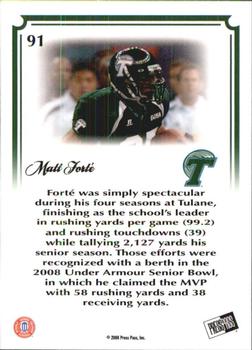 2008 Press Pass Legends Bowl Edition - 5 Yard Line Gold #91 Matt Forte Back